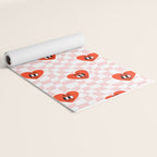 Retro cartoon love heart checkered pattern Yoga Mat Gallery Image 2