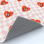 Retro cartoon love heart checkered pattern Rug Gallery Image 4