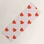 Retro cartoon love heart checkered pattern Yoga Mat Gallery Image 1