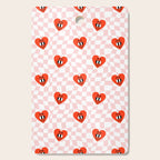 Retro cartoon love heart checkered pattern Cutting Board Gallery Image 1