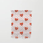 Retro cartoon love heart checkered pattern Wall Hanging Gallery Image 1