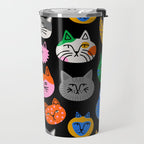 Funny colorful cat cartoon pattern Travel Mug Gallery Image 2