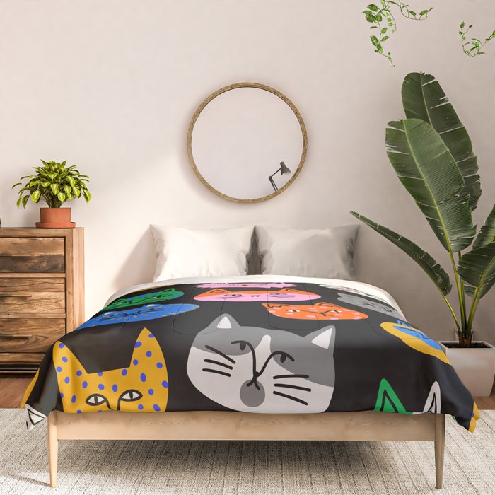 Funny colorful cat cartoon pattern Comforter Gallery Image 3