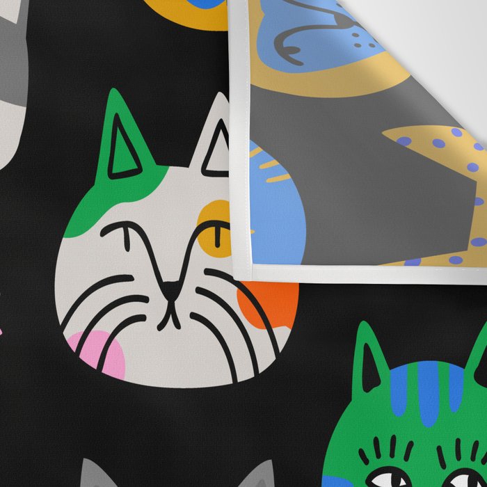 Funny colorful cat cartoon pattern Wall Tapestry Gallery Image 3