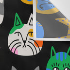 Funny colorful cat cartoon pattern Wall Tapestry Gallery Image 3