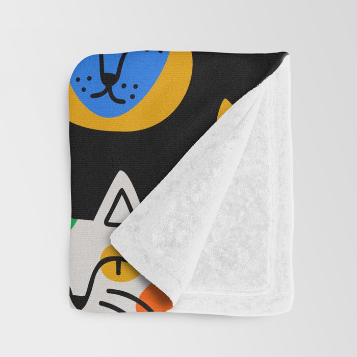 Funny colorful cat cartoon pattern Throw Blanket Gallery Image 3