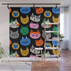 Funny colorful cat cartoon pattern Wall Mural Gallery Image 1