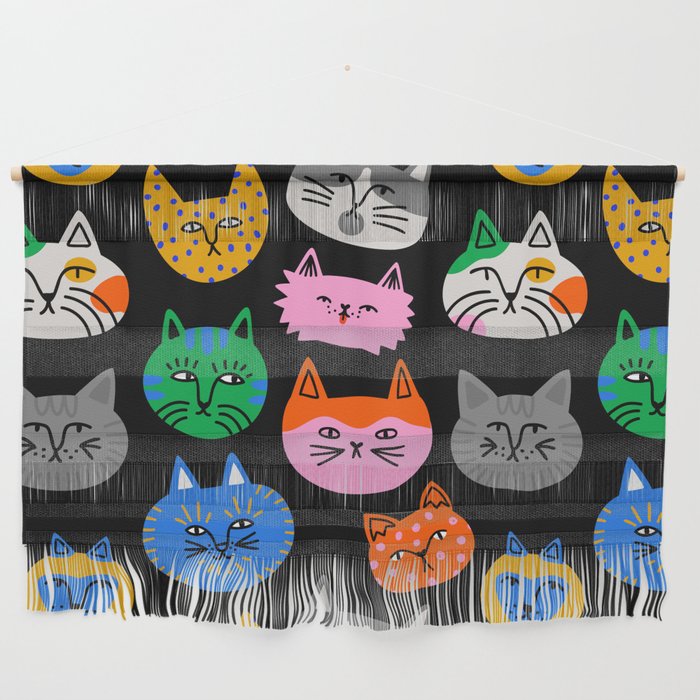 Funny colorful cat cartoon pattern Wall Hanging Gallery Image 1