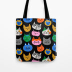 Funny colorful cat cartoon pattern Tote Bag Gallery Image 1