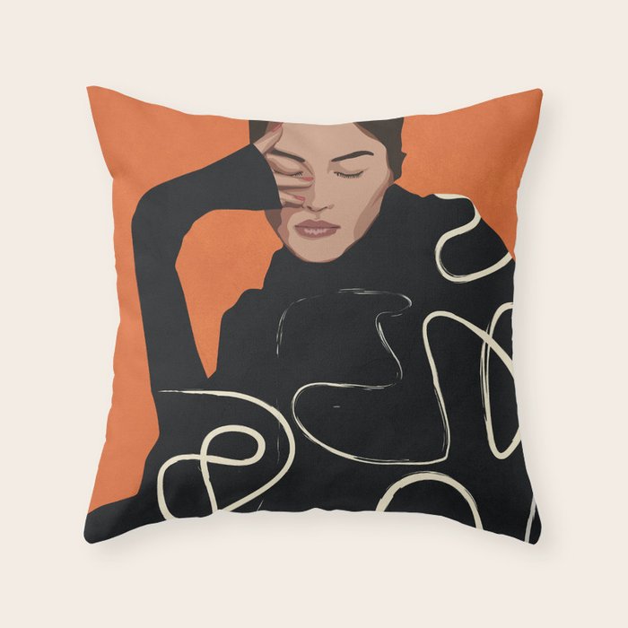 Thinking of a moment 2 Throw Pillow Gallery Image 6