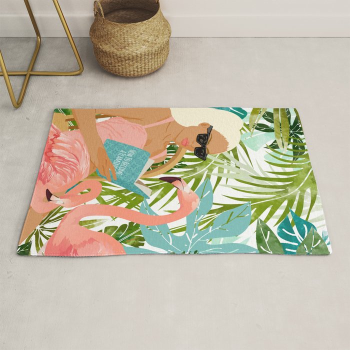 How To Become a Flamingo Illustration, Human Nature Connection, Woman Fashion Travel Rug Gallery Image 1