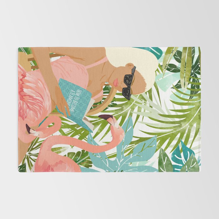 How To Become a Flamingo Illustration, Human Nature Connection, Woman Fashion Travel Rug Gallery Image 2