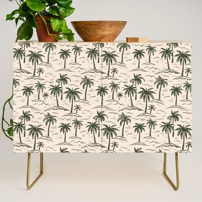 Vintage tropical palm tree island pattern Credenza Gallery Image 1