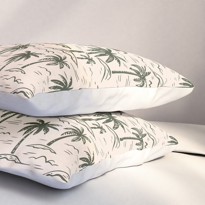 Vintage tropical palm tree island pattern Pillow Sham Gallery Image 3