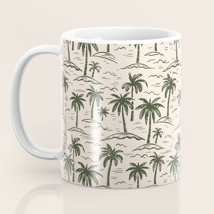 Vintage tropical palm tree island pattern Coffee Mug Gallery Image 3