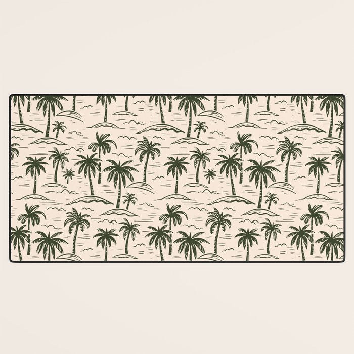 Vintage tropical palm tree island pattern Desk Mat Gallery Image 3