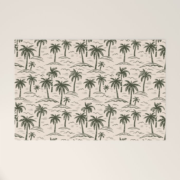 Vintage tropical palm tree island pattern Welcome Mat Gallery Image 1