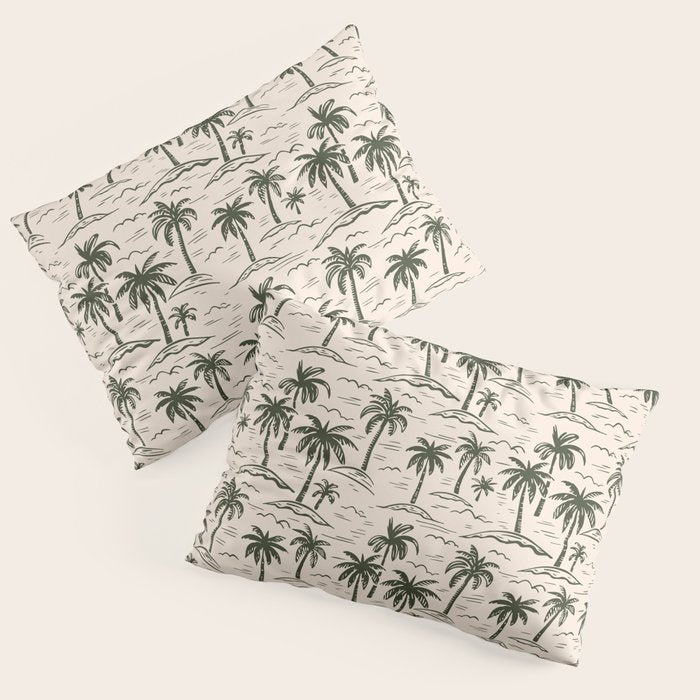 Vintage tropical palm tree island pattern Pillow Sham Gallery Image 3