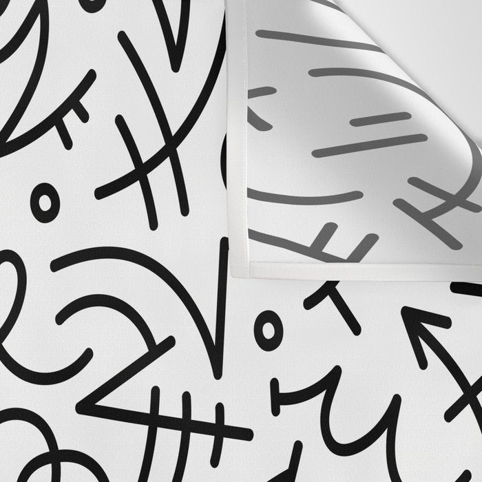 Abstract black and white line doodle pattern Wall Tapestry Gallery Image 3