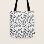 Abstract black and white line doodle pattern Tote Bag Gallery Image 1