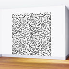 Abstract black and white line doodle pattern Wall Mural Gallery Image 2