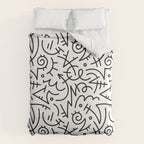 Abstract black and white line doodle pattern Duvet Cover Gallery Image 6