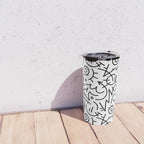 Abstract black and white line doodle pattern Travel Mug Gallery Image 4