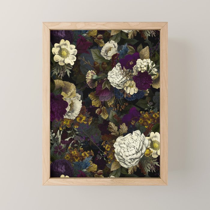 Dutch Vintage Midnight Flower Garden  Mini Art Print Gallery Image 1