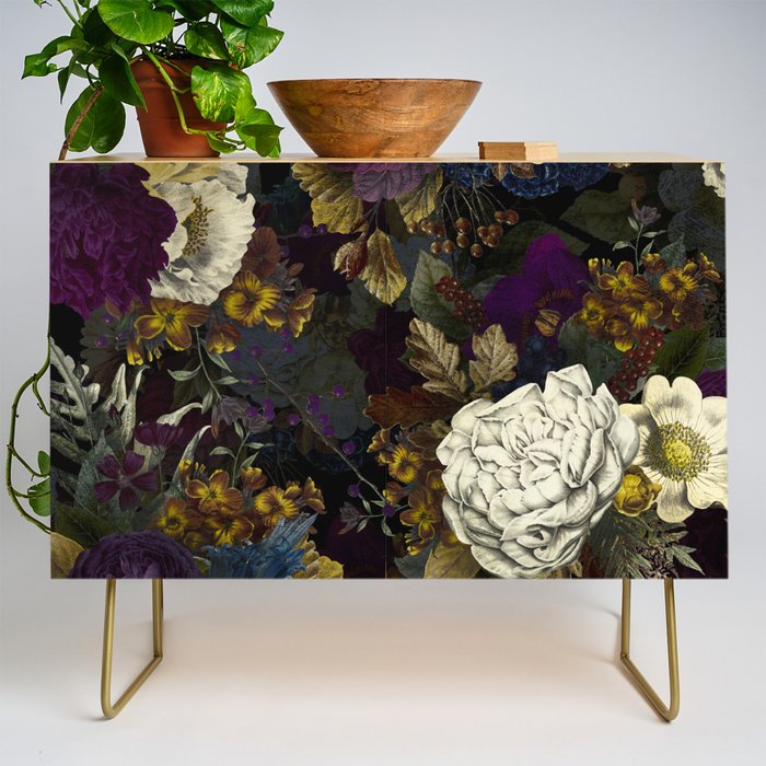 Dutch Vintage Midnight Flower Garden  Credenza Gallery Image 1