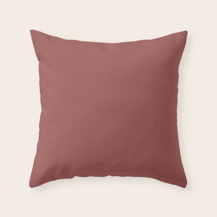 Marsala Wine Solid Color Throw Pillow Gallery Image 1
