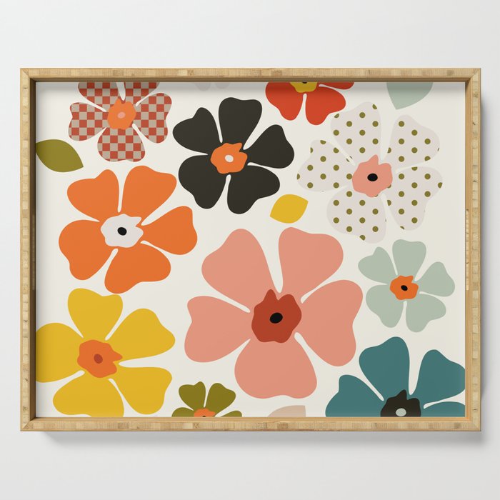 Daisies mid modern 3 Serving Tray Gallery Image 1