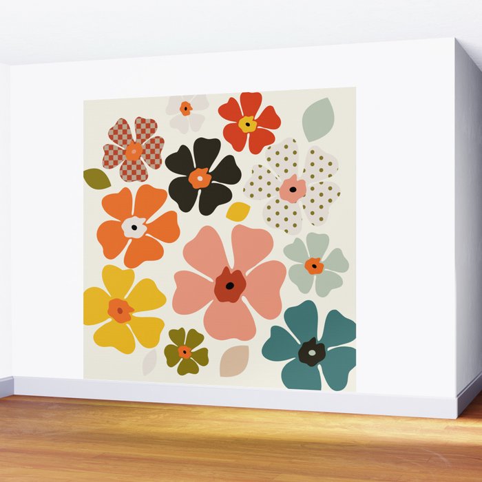 Daisies mid modern 3 Wall Mural Gallery Image 2