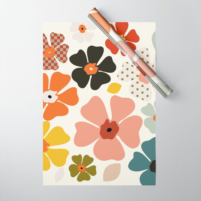 Daisies mid modern 3 Wrapping Paper Gallery Image 1