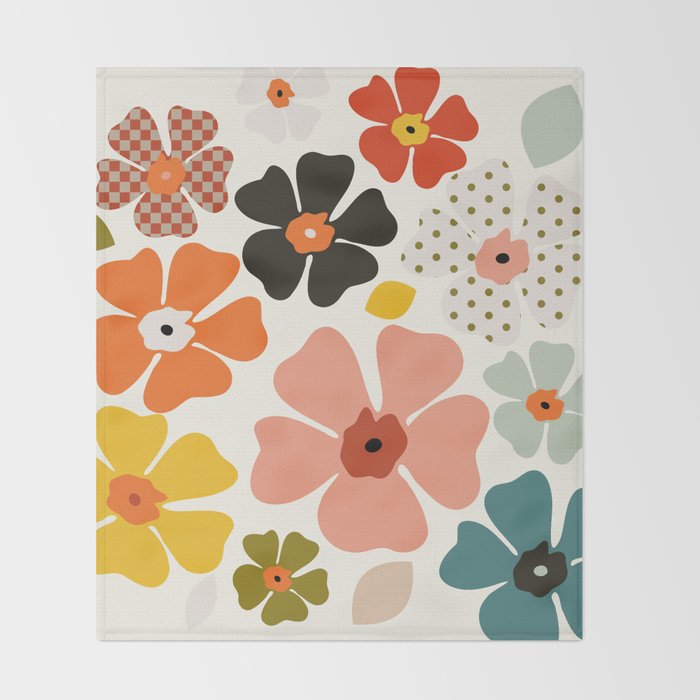 Daisies mid modern 3 Throw Blanket Gallery Image 2
