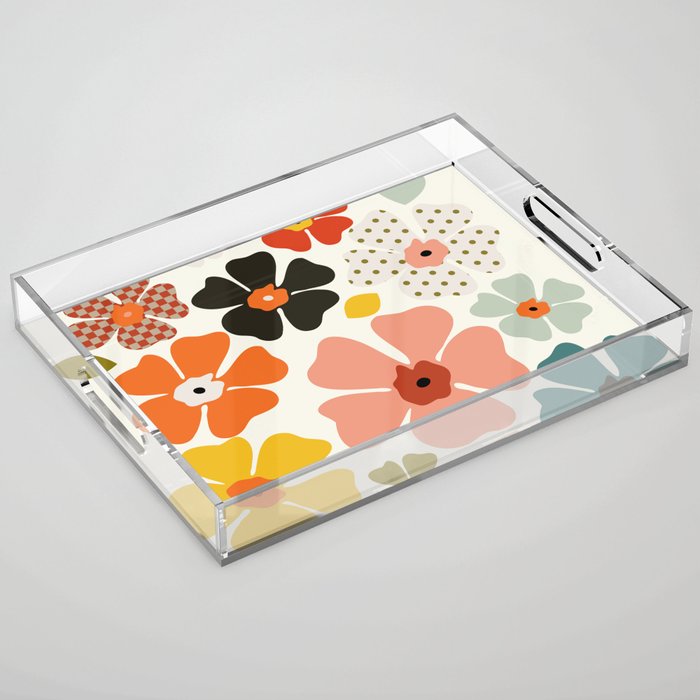 Daisies mid modern 3 Acrylic Tray Gallery Image 1