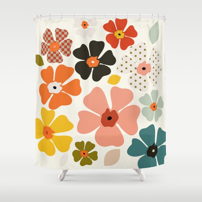 Daisies mid modern 3 Shower Curtain Gallery Image 1