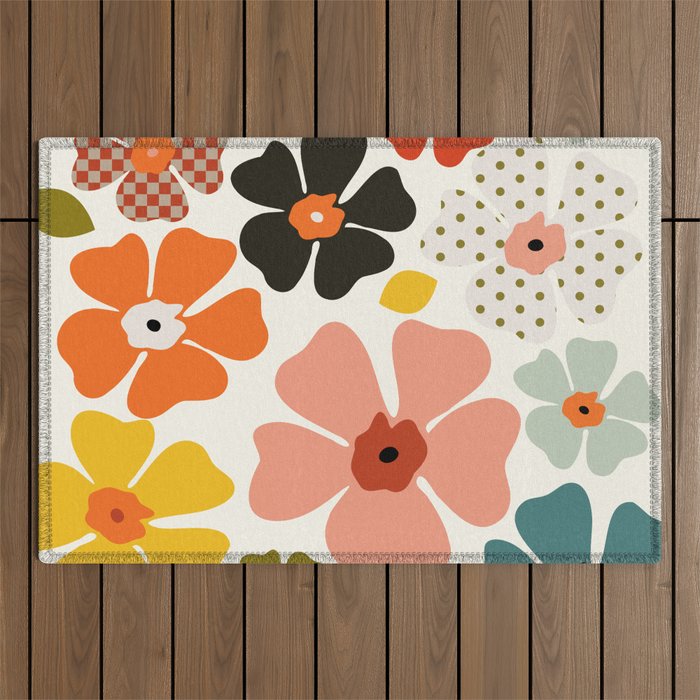 Daisies mid modern 3 Outdoor Rug Gallery Image 1