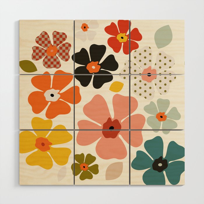 Daisies mid modern 3 Wood Wall Art Gallery Image 1
