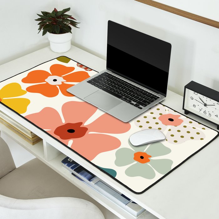 Daisies mid modern 3 Desk Mat Gallery Image 2