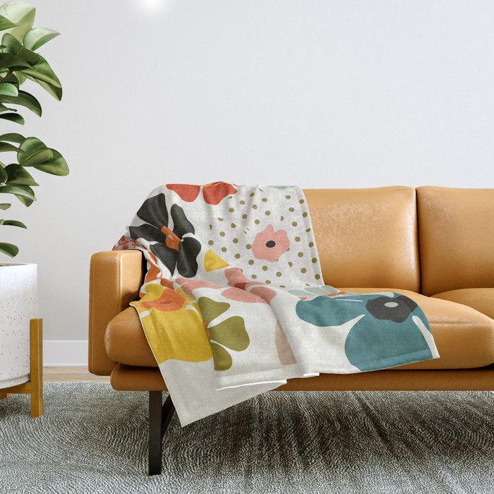 Daisies mid modern 3 Throw Blanket Gallery Image 1
