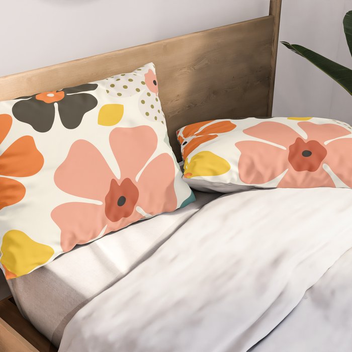 Daisies mid modern 3 Pillow Sham Gallery Image 2