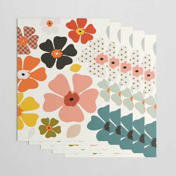 Daisies mid modern 3 Wrapping Paper Gallery Image 3