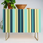 Vertical Stripes Blue Aqua Olive Vanilla Pattern 2 Credenza Gallery Image 1