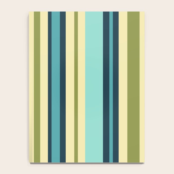 Vertical Stripes Blue Aqua Olive Vanilla Pattern 2 Notebook Gallery Image 4