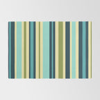 Vertical Stripes Blue Aqua Olive Vanilla Pattern 2 Rug Gallery Image 2