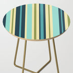 Vertical Stripes Blue Aqua Olive Vanilla Pattern 2 Side Table Gallery Image 2