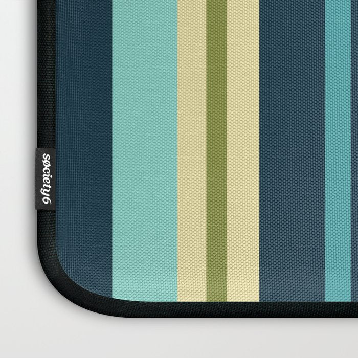 Vertical Stripes Blue Aqua Olive Vanilla Pattern 2 Laptop Sleeve Gallery Image 3