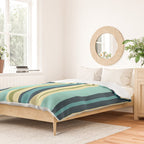 Vertical Stripes Blue Aqua Olive Vanilla Pattern 2 Duvet Cover Gallery Image 2