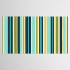 Vertical Stripes Blue Aqua Olive Vanilla Pattern 2 Tablecloth Gallery Image 2