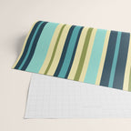 Vertical Stripes Blue Aqua Olive Vanilla Pattern 2 Wrapping Paper Gallery Image 2